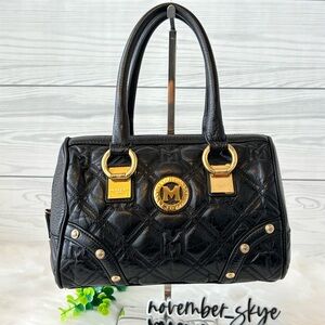 Metrocity Black Boston Bag with Gold Accents